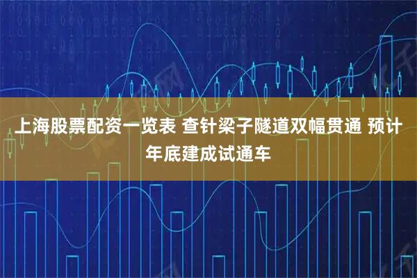 上海股票配资一览表 查针梁子隧道双幅贯通 预计年底建成试通车