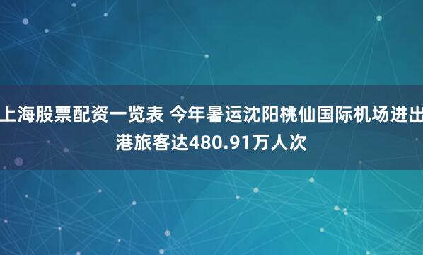上海股票配资一览表 今年暑运沈阳桃仙国际机场进出港旅客达480.91万人次